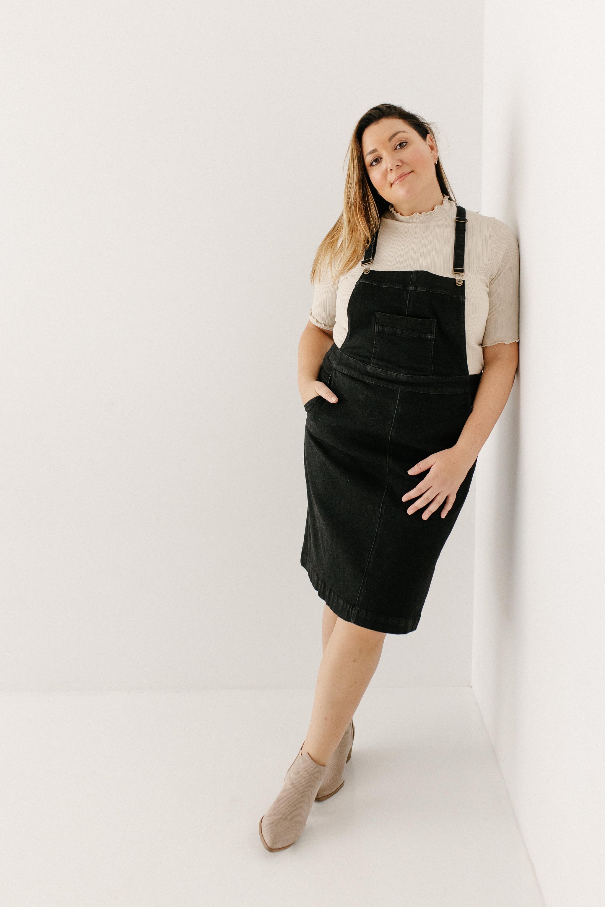 Hailee Black Denim Skirt Overalls FINAL SALE The Main Street Exchange