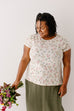 Plus 'Tina' Split Hem Floral Print Top in Cream