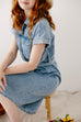 'Baylor' Button Down Denim Midi Dress in Light Wash