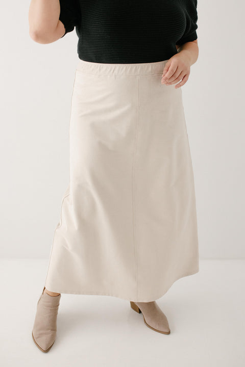 'Caroline' Long Knit Denim Skirt