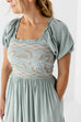 'Tess' Square Neck Embroidered Bodice Maxi Dress in Sage FINAL SALE