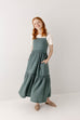 'Eve' Cotton Gauze Maxi Dress in Mineral Green