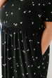 'Annie' Bamboo Blend Midi Dress in Black Abstract Print