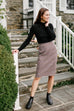 'Pippa' Pencil Skirt in Grey Plaid