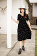 'Annie' Bamboo Blend Midi Dress in Black Abstract Print