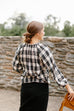 'Bronwyn' Plaid Print Cotton Blend Top in Black