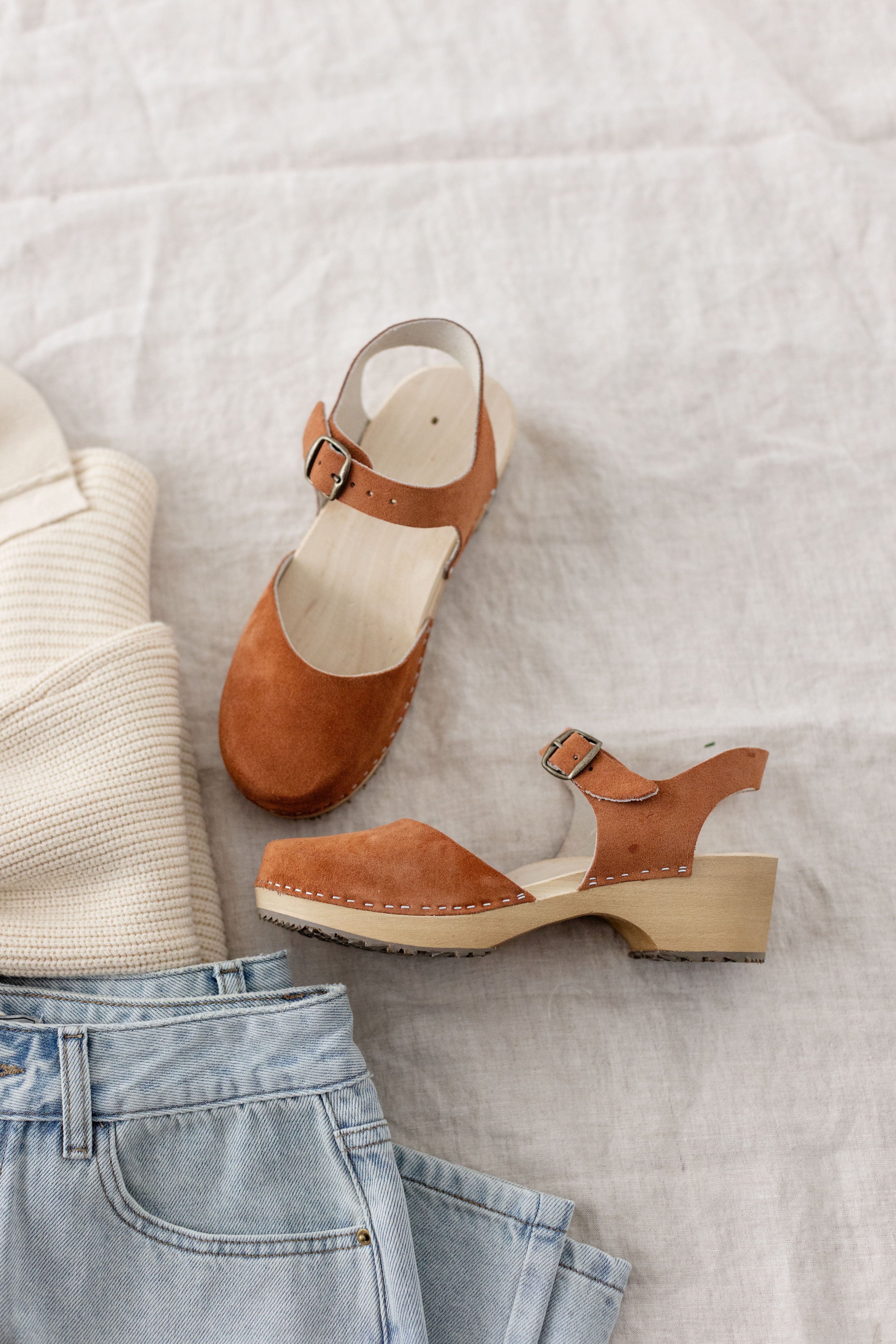 Wooden Clogs Lotta From Stockholm Peep Toe 'Stockholm' Wood Heel