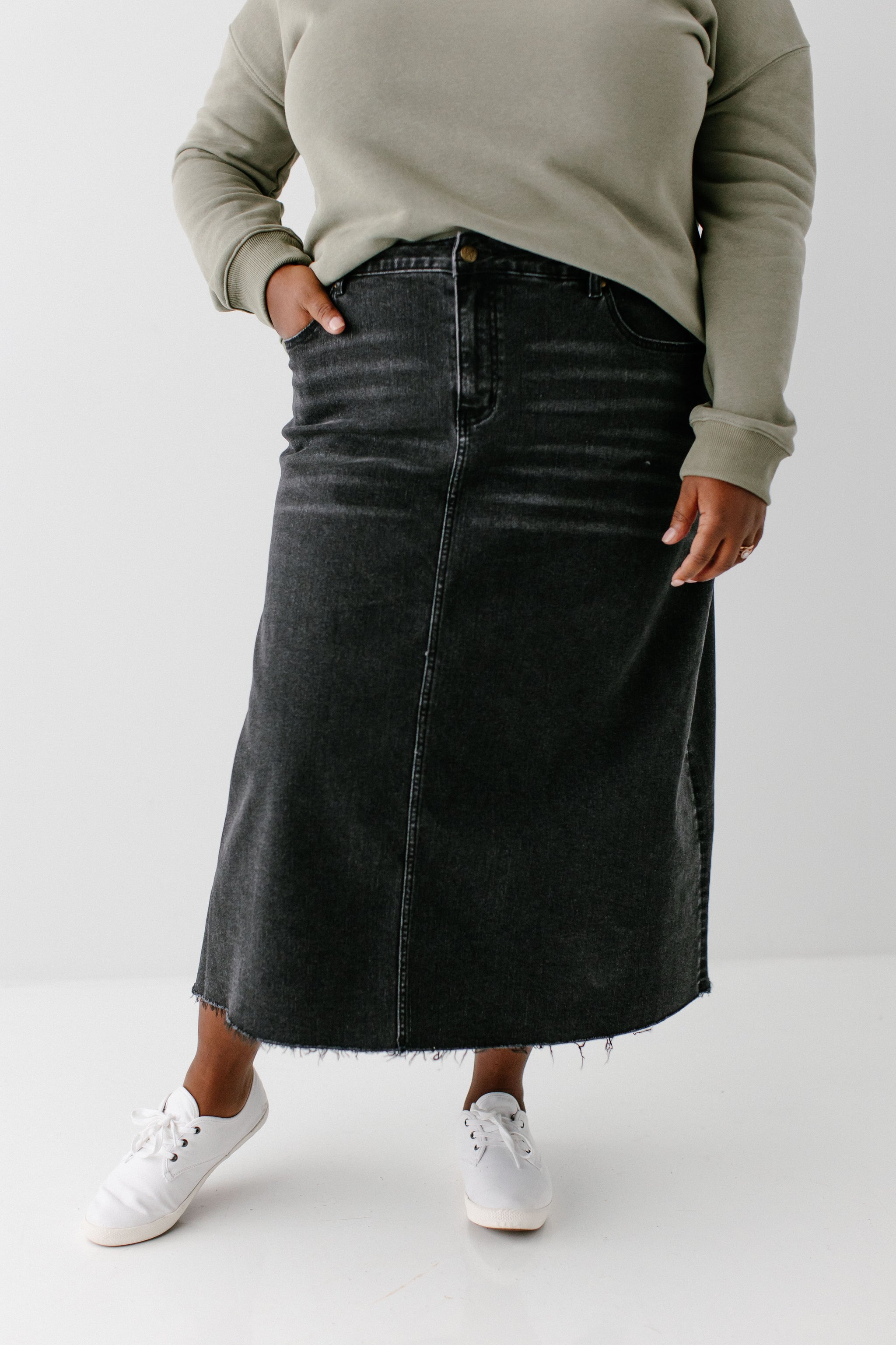 スカート Quilting Long Denim Skirt BLACK Cicy Bell Womens Denim Maxi Jean Skirt Casual Vintage Fray