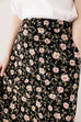 'Claudia' Floral Midi Slip Skirt in Black