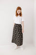 'Claudia' Floral Midi Slip Skirt in Black