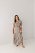 'Michelle' Smocked Bodice Floral Maxi Dress in Taupe