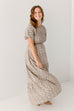 'Michelle' Smocked Bodice Floral Maxi Dress in Taupe
