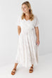 'Skylar' Soft Wave Print Dolman Sleeve Midi Dress in Light Taupe