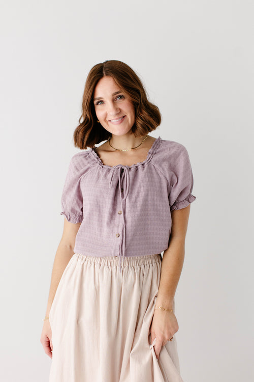 'Skylar' Textured Button Down Top
