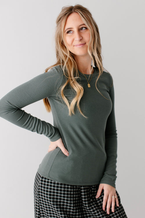 'Shayne' Ribbed Long Sleeve Top