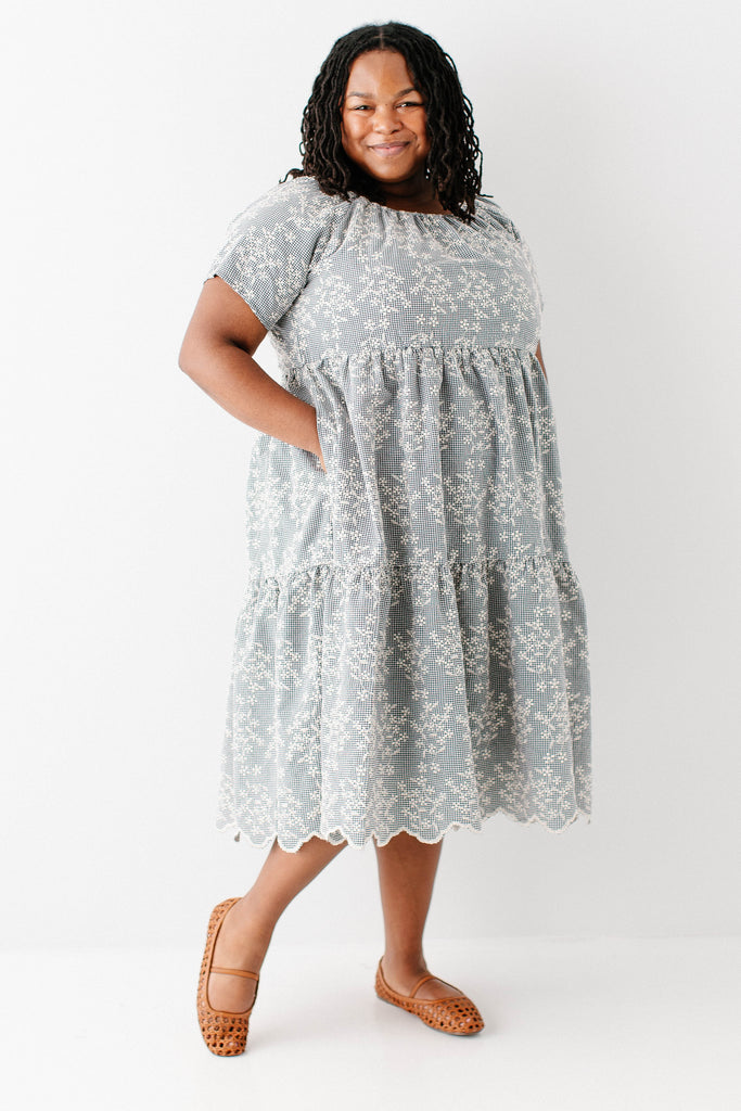 plus occasion embroidered floral midi dress Kiyonna Wildflower Midi Embroidered Cocktail Dress with Sleeves for Cocktail, Party, Wedding Guest, Formal Events, Black Floral Size M (6-8) at Amazon Women's Clothing store