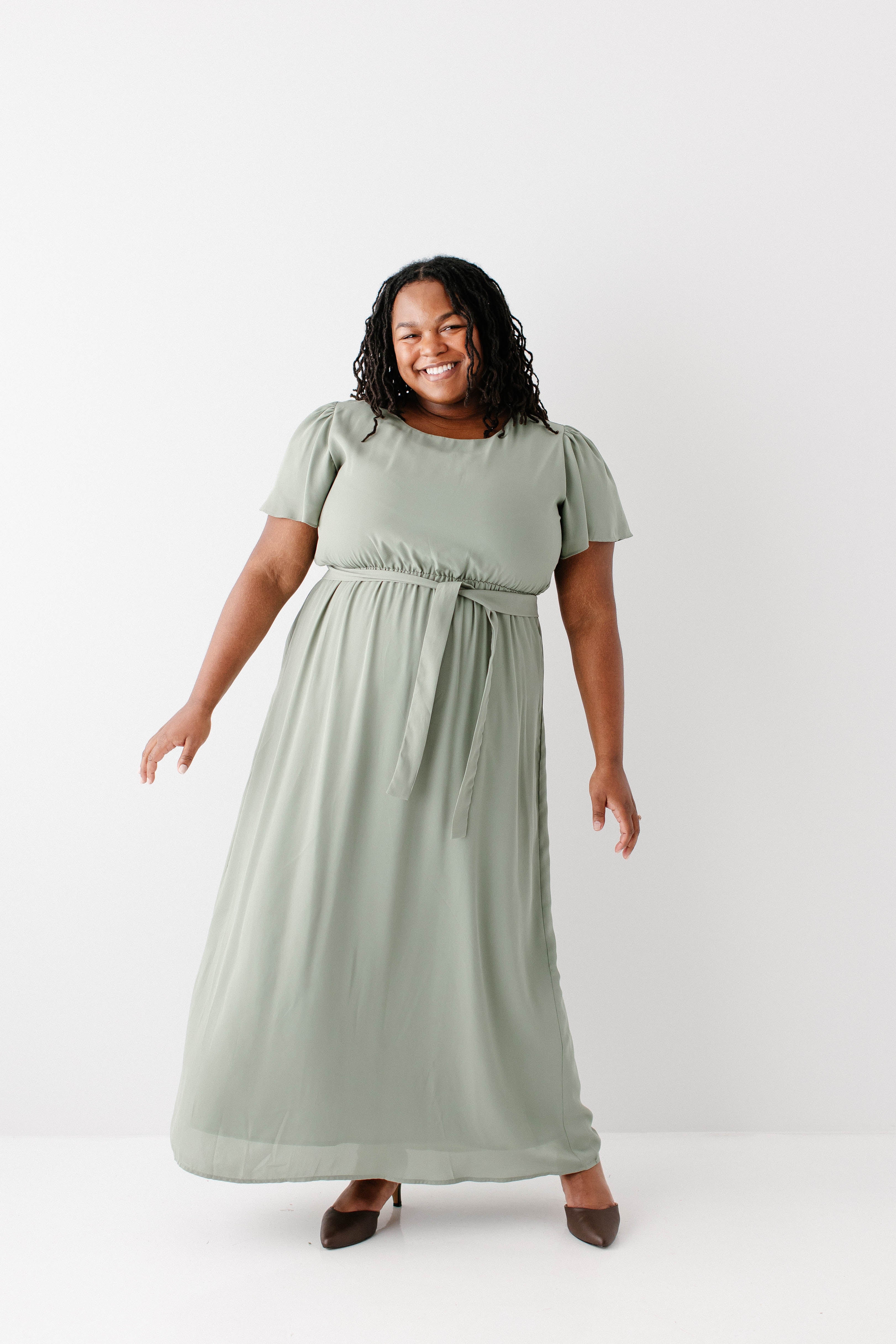 Naomi Chiffon Belted Maxi Dress FINAL SALE – The Main Street Exchange