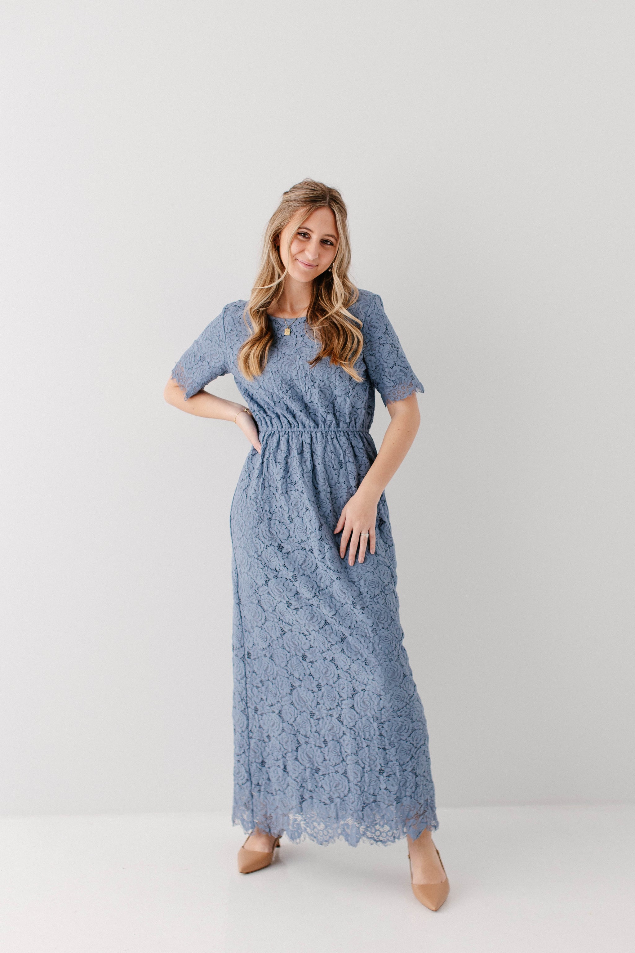 blue dress glinda La Lune Lace Back Maxi Dress | Powder Blue | Dresses