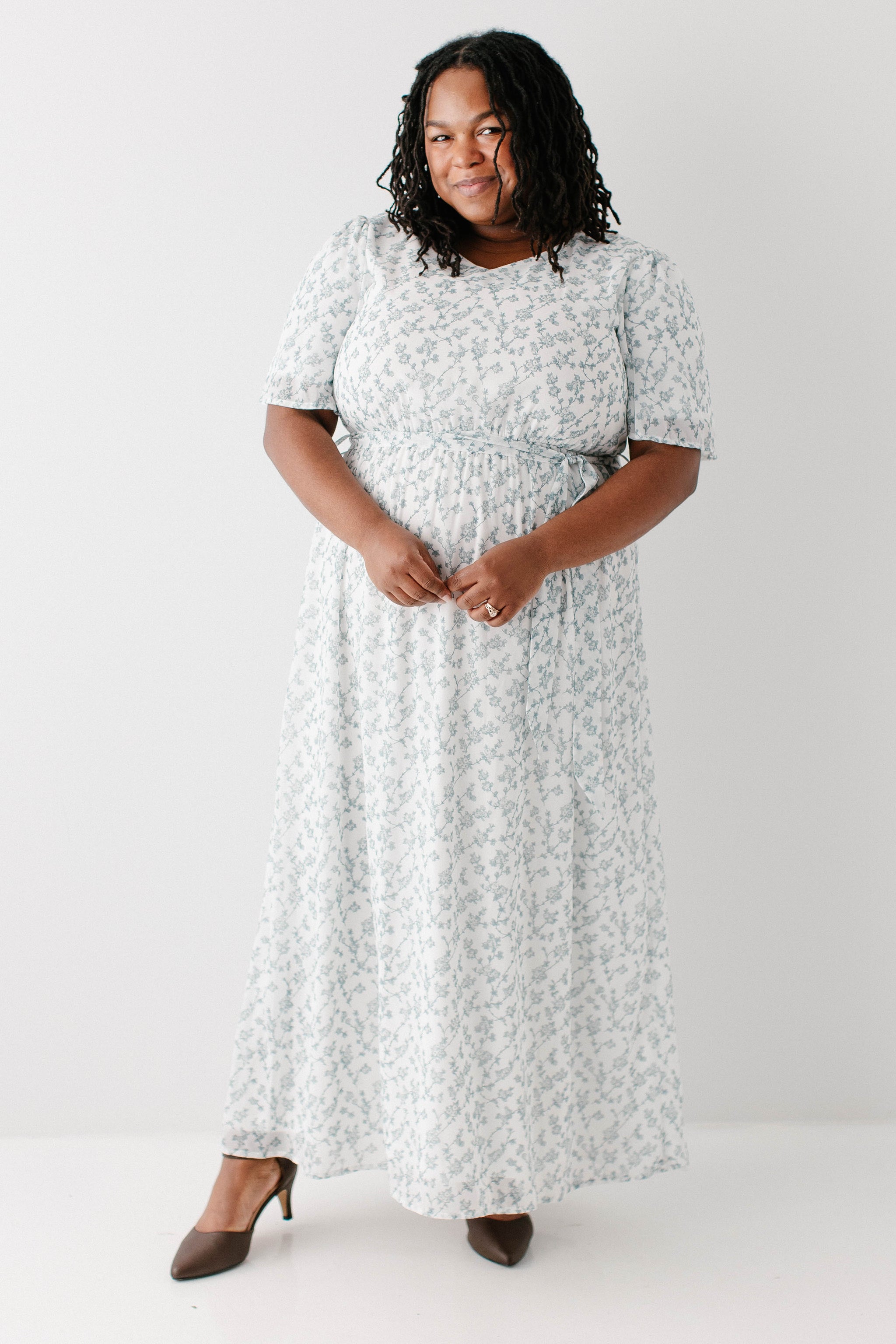 Esther Floral Print Maxi Dress FINAL SALE 2X / Sage Esther Floral Print Maxi Dress FINAL SALE 2X / Sage