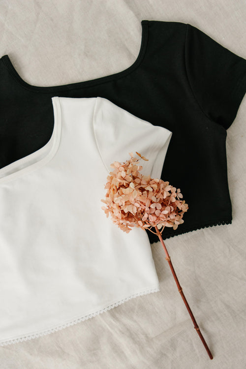 Reversible Cropped Square Neck Layering Tee