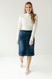 'Sara' Classic Knee Length Dark Denim Skirt 21" FINAL SALE