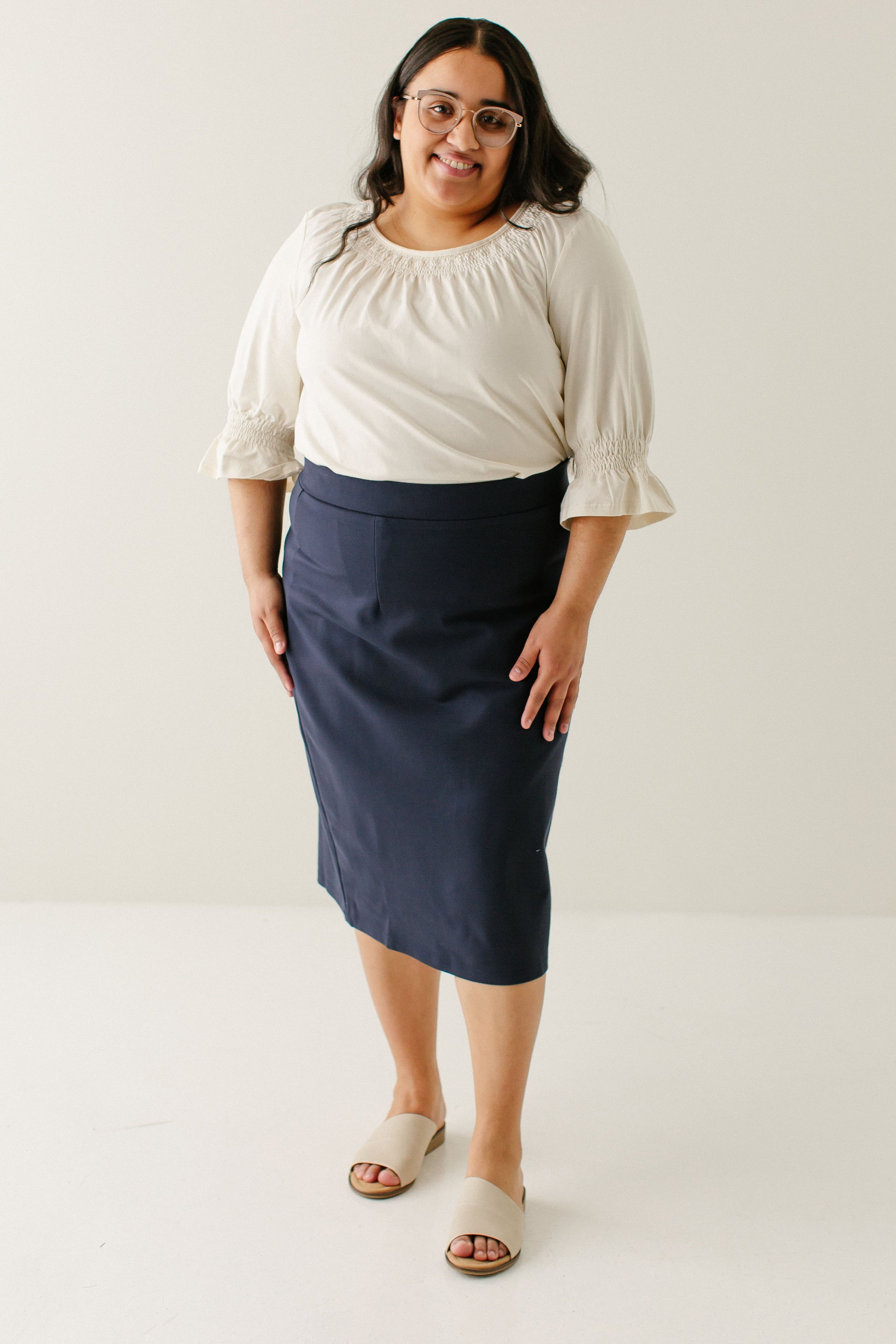 Anna Pencil Skirt in Navy FINAL SALE – The Main Street Exchange