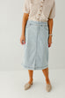 'Sara' Classic Knee Length Light Wash Denim Skirt