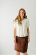 'Ansley' Button Detail Puff Sleeve Top in Cream