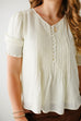 'Ansley' Button Detail Puff Sleeve Top in Cream
