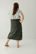 Plus 'Ruth' Ditsy Floral Midi Skirt in Black