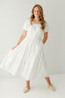 'Medora' Textured Tiered Midi Dress in Off White