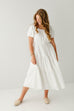 'Medora' Textured Tiered Midi Dress in Off White