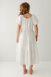 'Medora' Textured Tiered Midi Dress in Off White