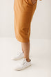 'Avery' Drawstring French Terry Midi Skirt in Camel