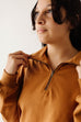 'Avery' French Terry Half Zip Sweater in Camel