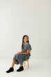 'Ramona' Girl Ditsy Floral Midi Dress in Steel Blue