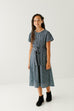 'Ramona' Girl Ditsy Floral Midi Dress in Steel Blue