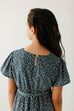 'Ramona' Girl Ditsy Floral Midi Dress in Steel Blue