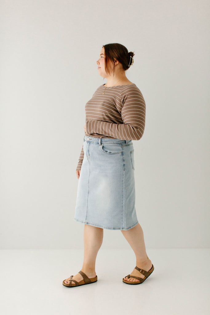 Plus 'Dana' Raglan Thermal Stripe Top in Mocha