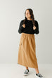 'Tatum' Cotton Cargo Midi Skirt in Camel