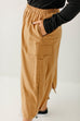 'Tatum' Cotton Cargo Midi Skirt in Camel