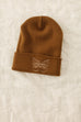 Embroidered Butterfly Beanie in Mid Brown