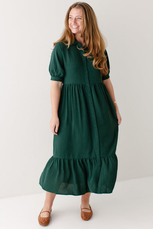 'Libby' Collared Button Down Midi Dress