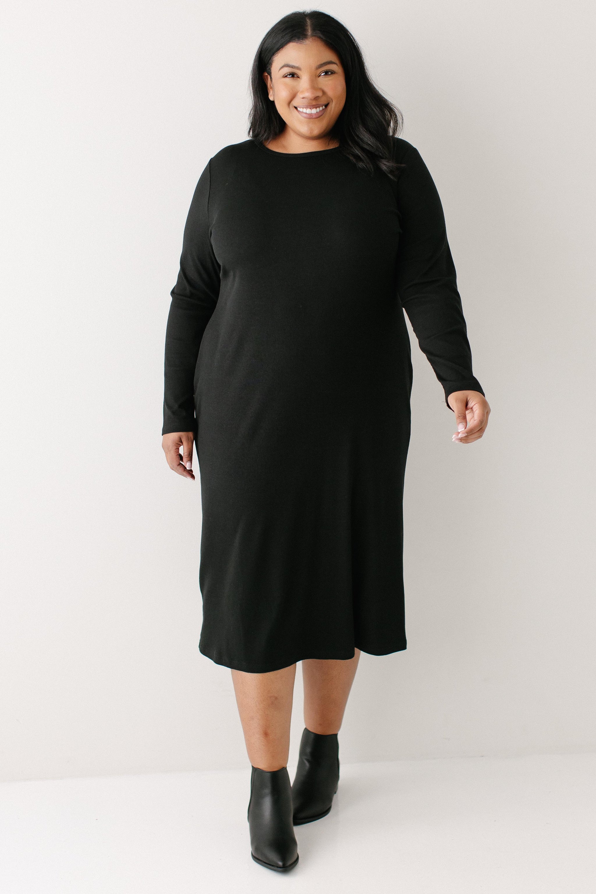 come a long way midi dress Anika Long Sleeve Bodycon Midi Dress  American Threads Young Women's Fashion Black / M