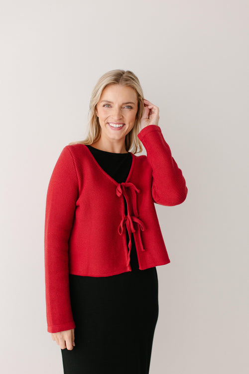 'Edwina' Tie Front Knit Cardigan