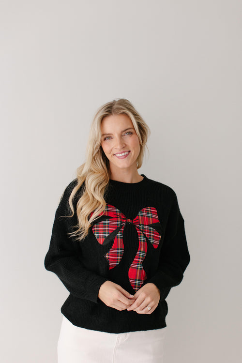 'Garland' Tartan Plaid Bow Sweater