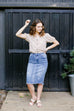 'Eden' Denim Knee Length Skirt in Classic Blue FINAL SALE