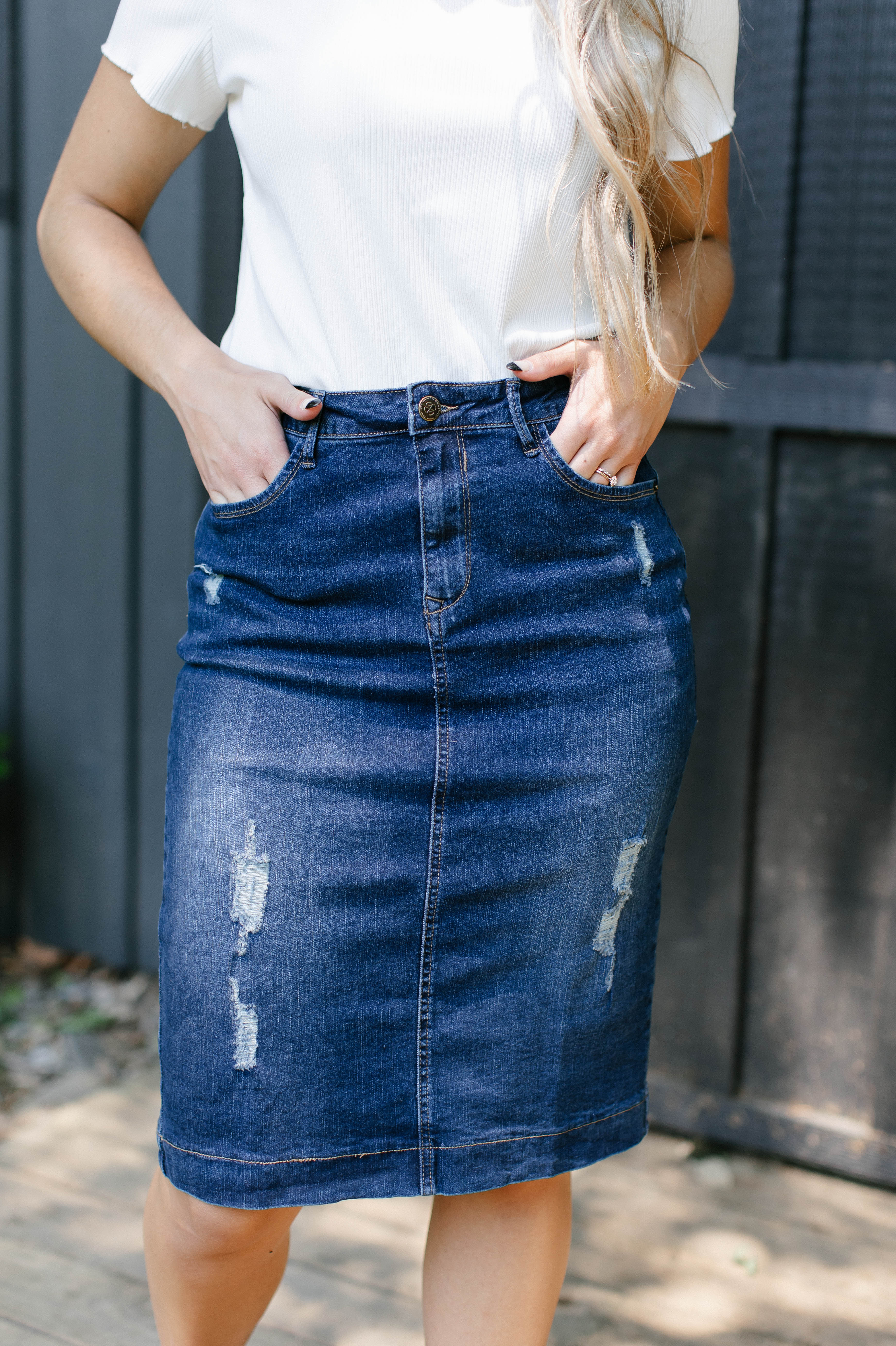 The Distressed Denim Skirt  Flip And Style