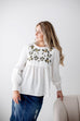 'Novella' Floral Embroidery Blouse in White FINAL SALE