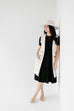 'Josie' Ribbed Tiered Midi Dress in Black